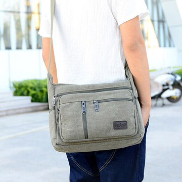 Kylethomasw Good Qualtiy Travel Bag Canvas Casual Shoulder Crossbody Outdoor Bags Mens Travel School Retro Zipper Shoulder Bag